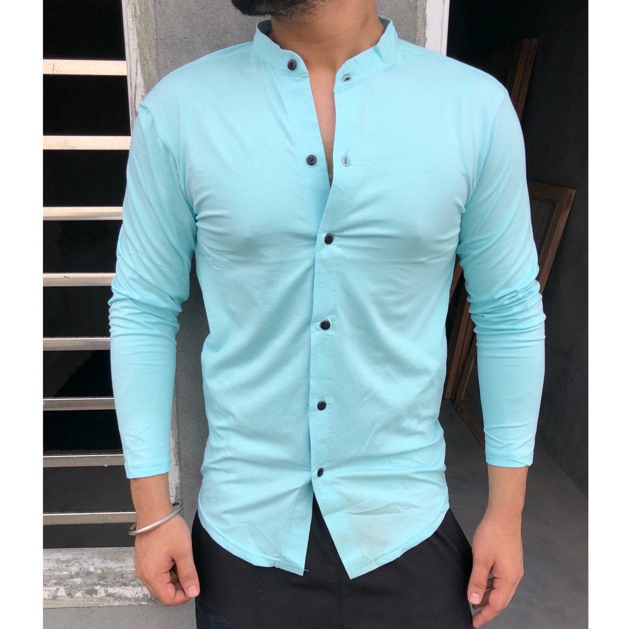 Zara Man Lycra Full Sleeve Shirt - Blue