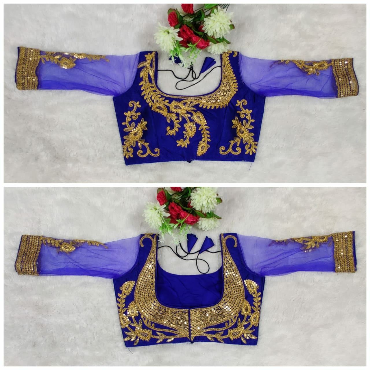 Readymade Velvet Blouse - Free Size(Upto 40)