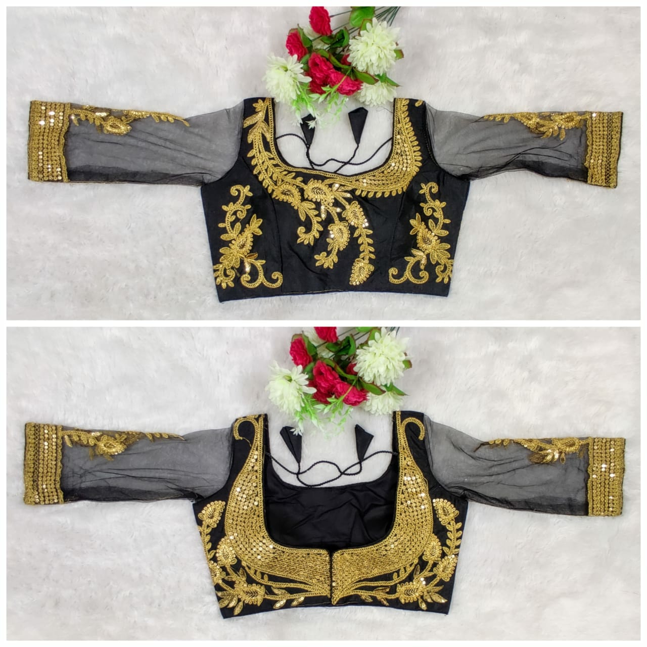 Readymade Velvet Blouse - Free Size(Upto 40)