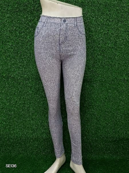 Stylish Denim Washed Look A Like Jeggings - XS