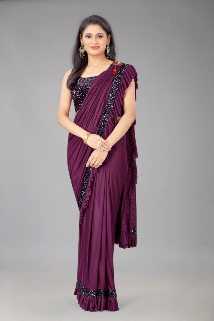 Heavy Malai Silk Ruffle Saree