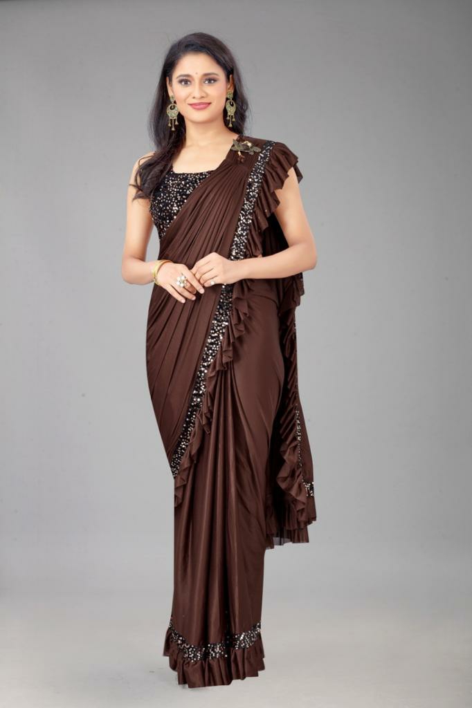 Heavy Malai Silk Ruffle Saree