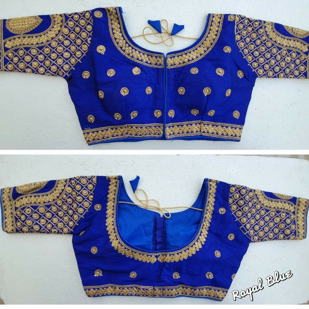 Malbhari Silk Readymade Blouse - Navy Blue