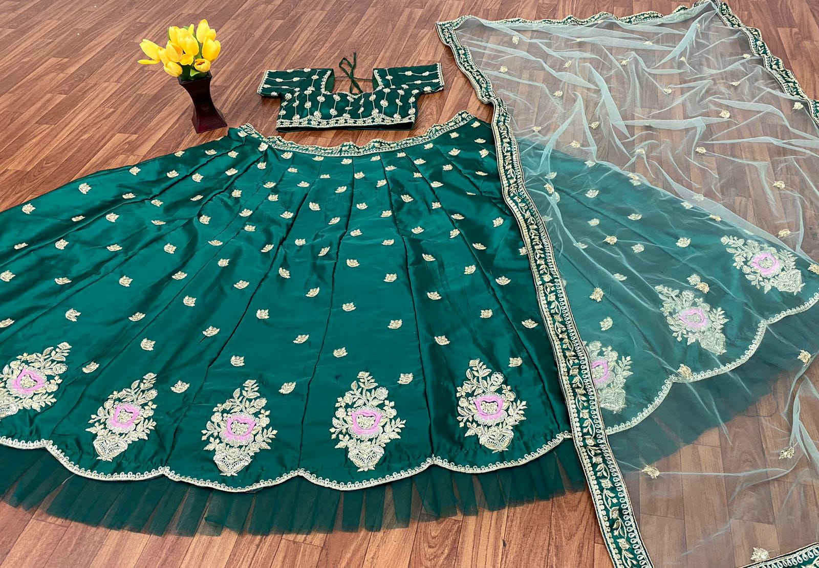 Rama Dark Green Lehenga Choli