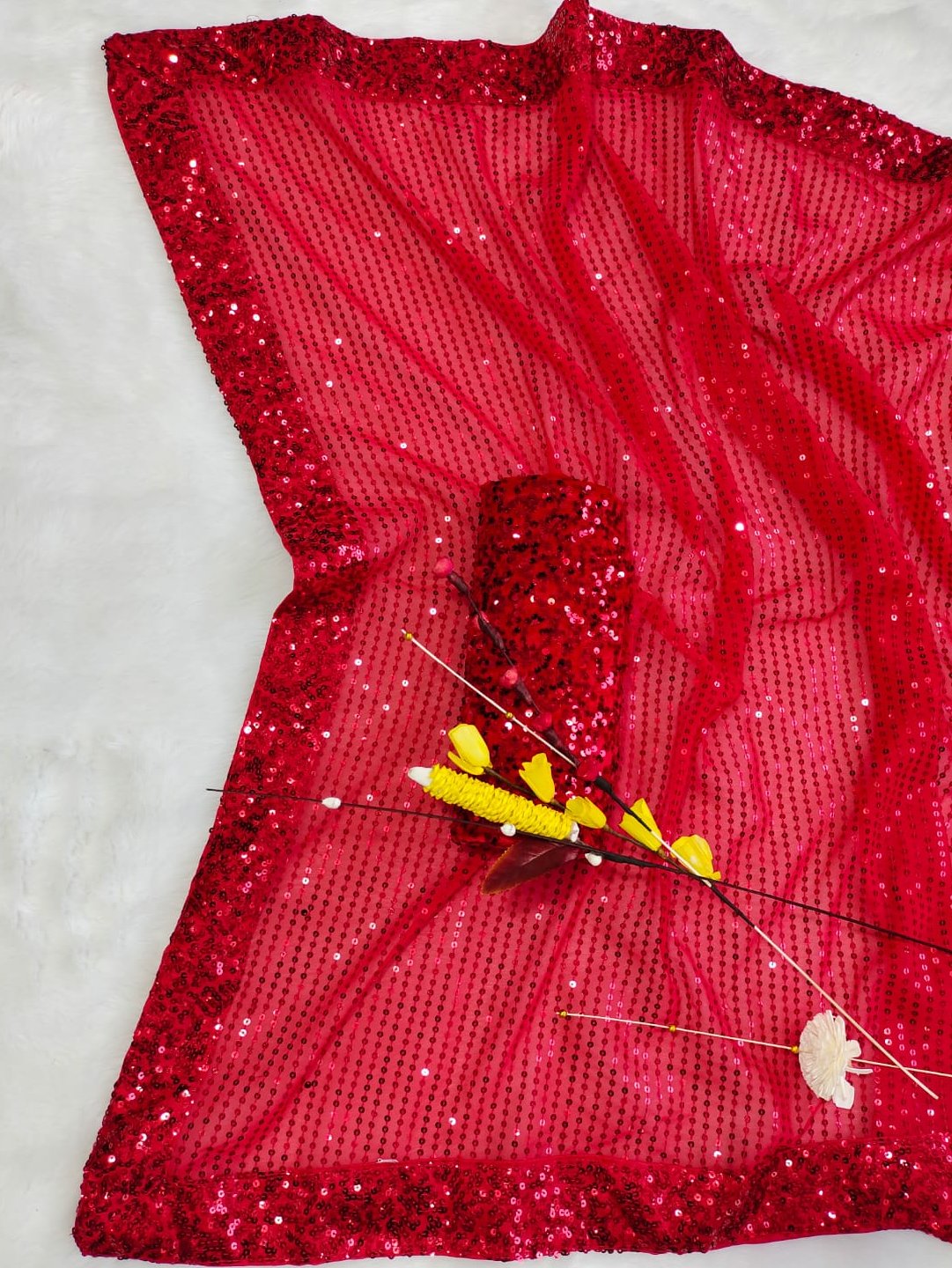 Cheery Red Georgette Saree