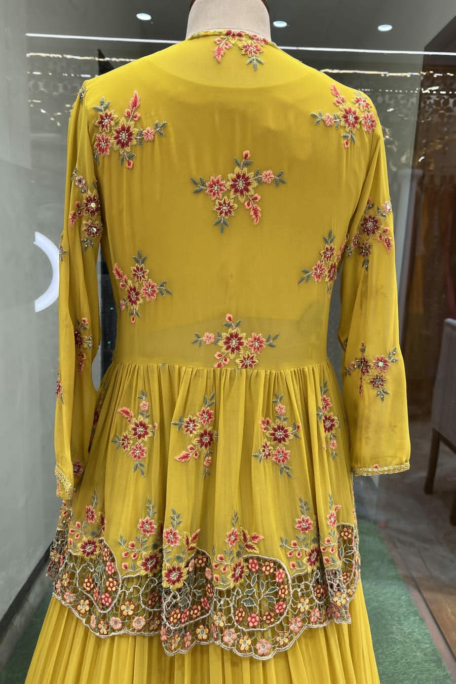 Mustard Yellow Crop Top Jacket & Lehenga - 5XL