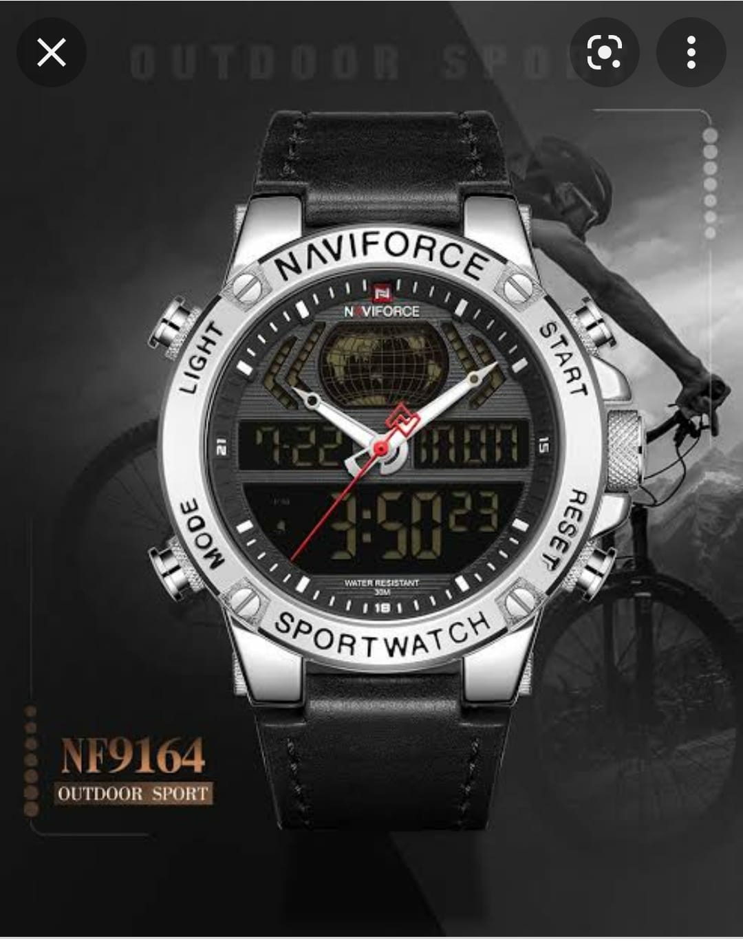 Naviforce Leather Band Quartz Electronic Wristwatch - Black