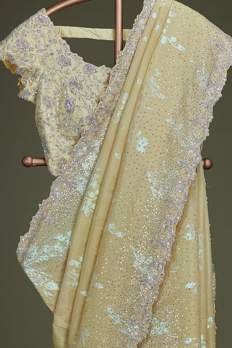 Tissue Silk Saree With Readymade Blouse - M