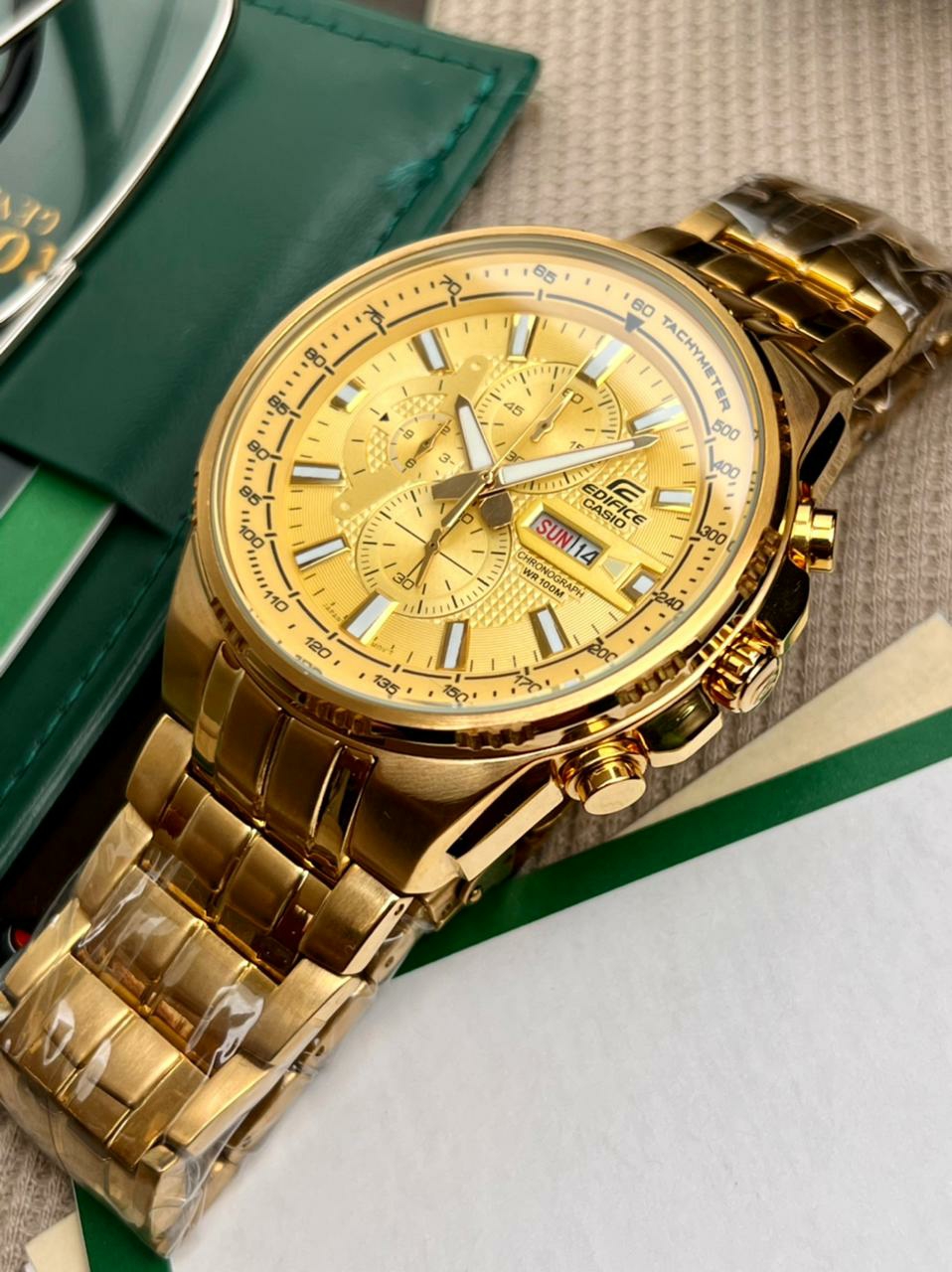 New Old Stock Casio Edifice EFR-539-AV Gold Plated Chronograph Men's Watch  | WatchCharts Marketplace