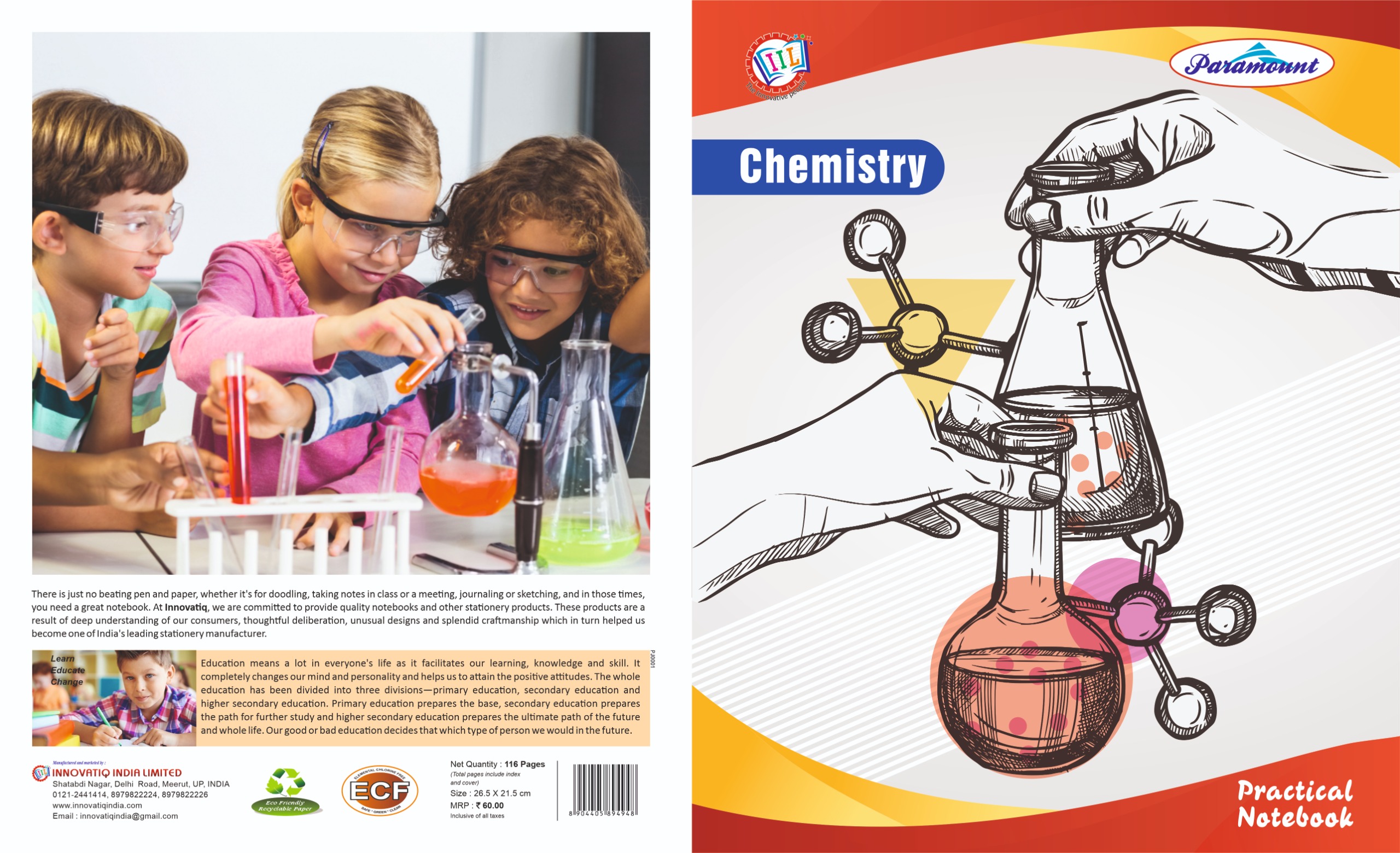 Paramount Single Line Chemistry Practical Notebook - 116