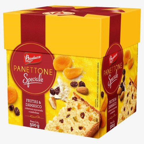 PANETTONE BAUDUCCO FRUTAS E DAMASCO COBER. AÇUCARADA E AMENDOAS 500 G