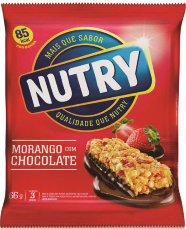 BARRA DE CEREAL NUTRY MORANGO COM CHOCOLATE 66 G