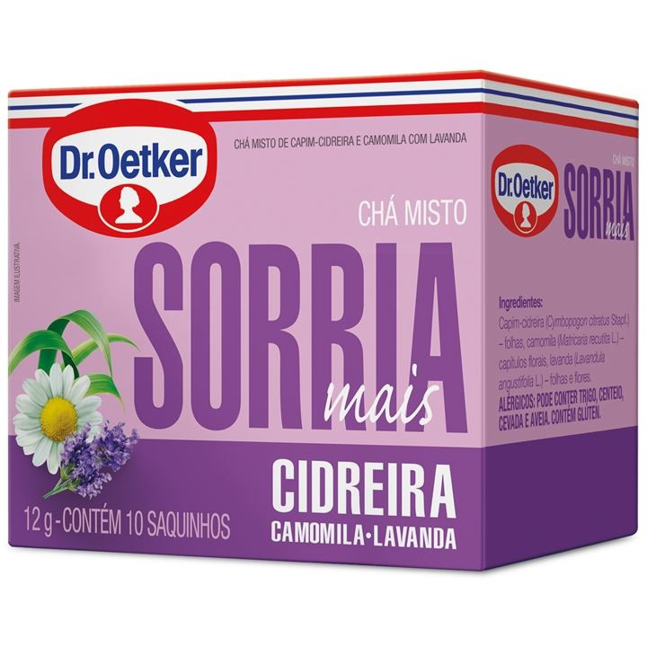 CHÁ DR OETKER CIDREIRA, CAMOMILA E LAVANDA SORRIA MAIS 10 SACHÊS