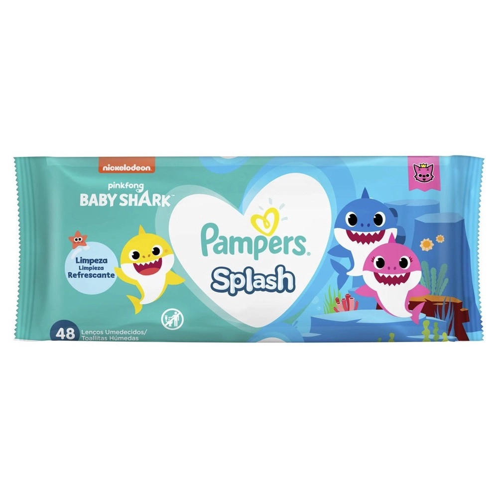 LENCO UMEDECIDO PAMPERS BABY SHARK COM 48 UN