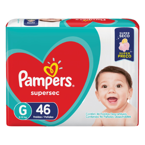 FRALDA PAMPERS SUPERSEC G COM 46