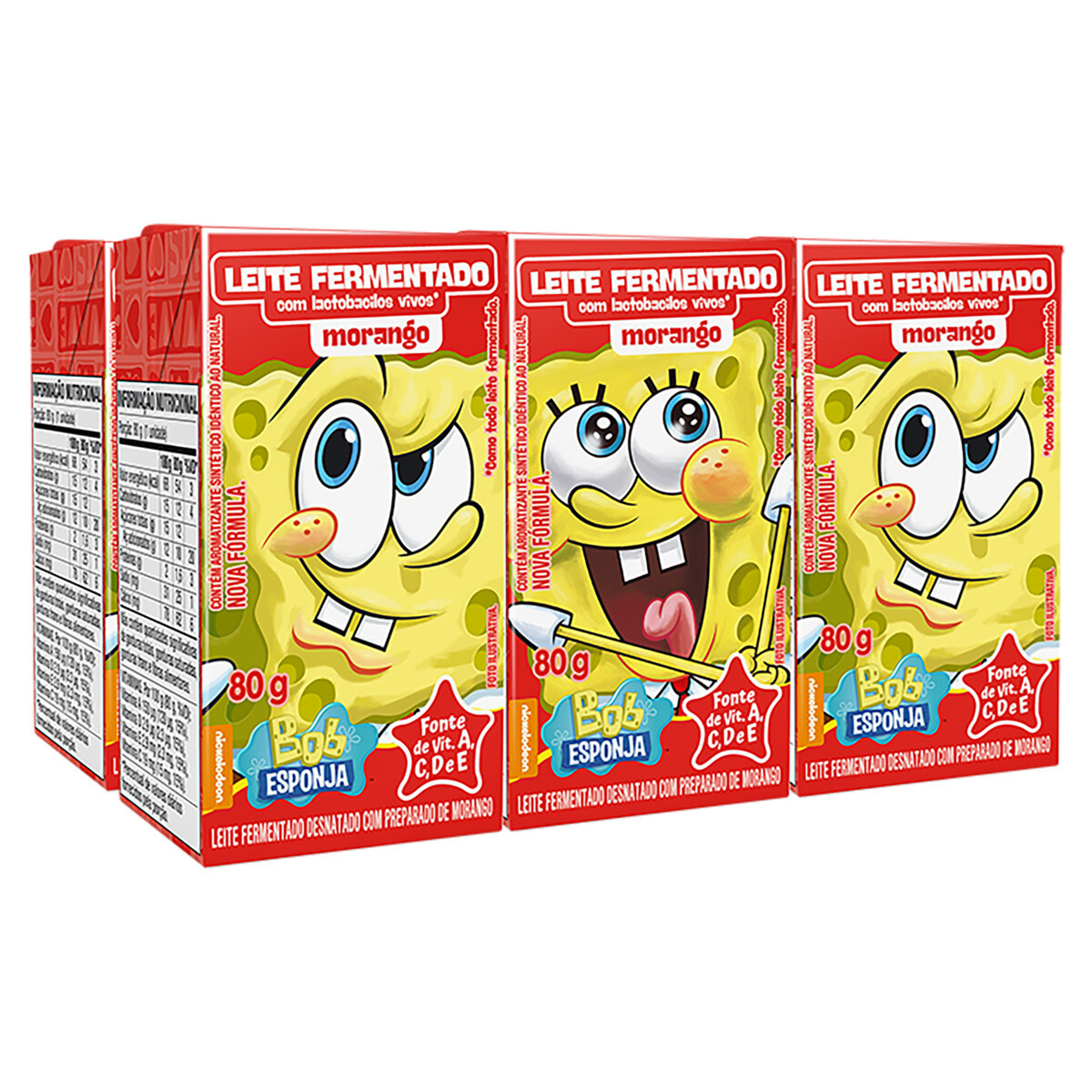 LEITE FERMENTADO BATAVINHO BOB ESPONJA MORANGO 6 UN 480 G