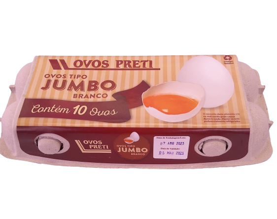 OVOS PRETI BRANCO TIPO JUMBO COM 10 UN