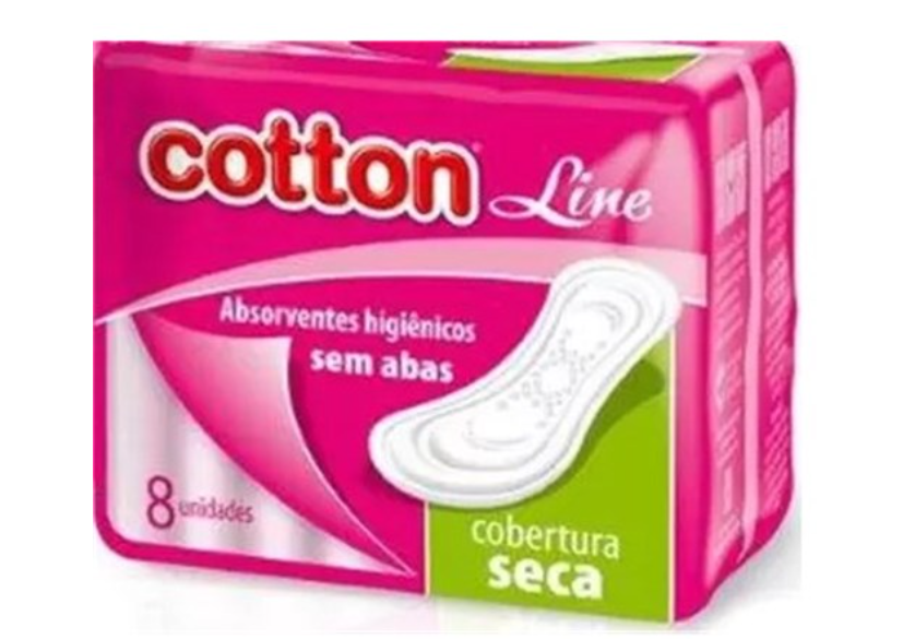 ABSORVENTE COTTON LINE COBERTURA SECA COM ABAS 8UN