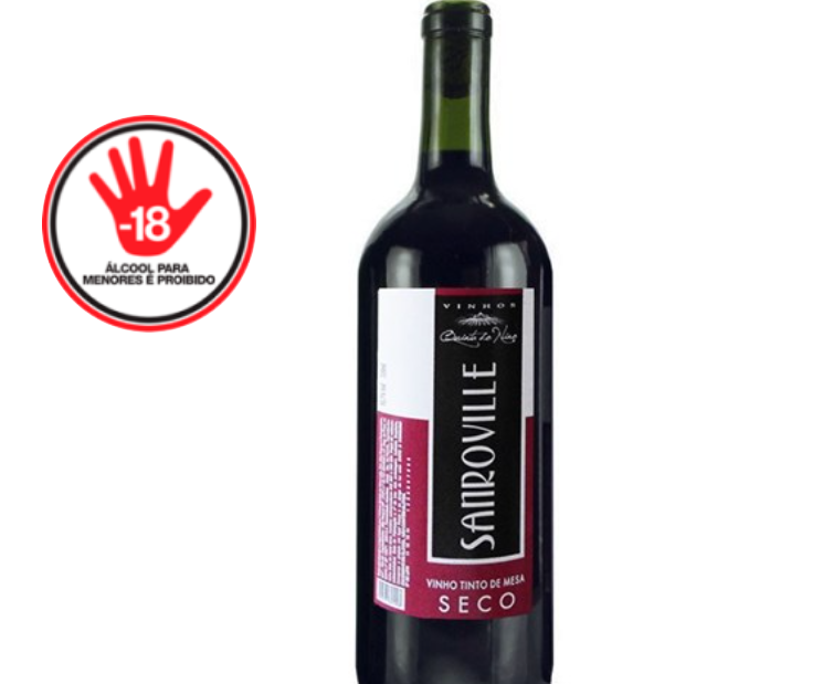 VINHO TINTO DE MESA SECO SANROVILLE GARRAFA 750ML