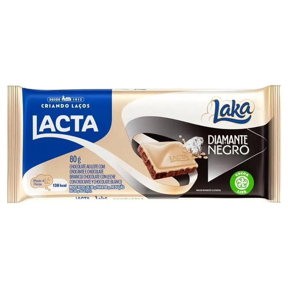 CHOCOLATE LACTA DIAMANTE NEGRO E LAKA 80 G