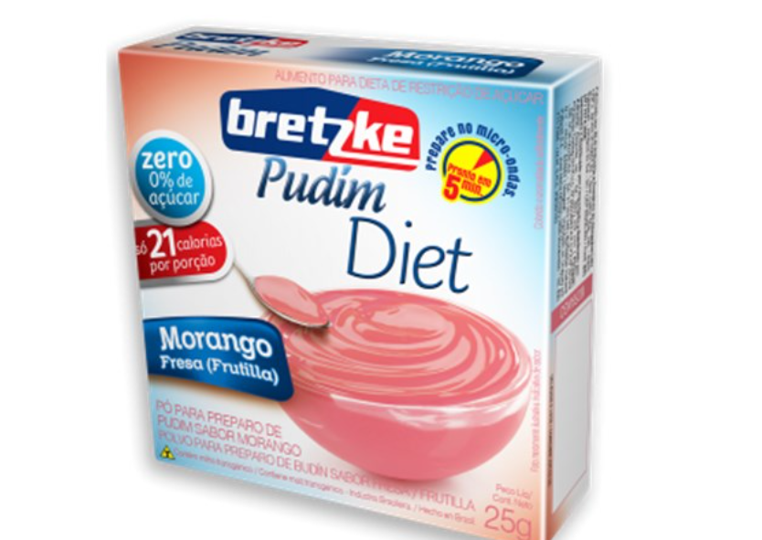 PÓ PARA PUDIM BRETZKE DIET MORANGO EMBALAGEM 25G