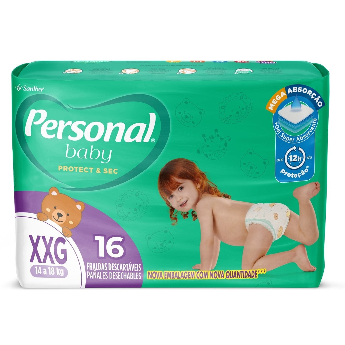 FRALDA PERSONAL BABY PROTECT XXG COM 16 UN