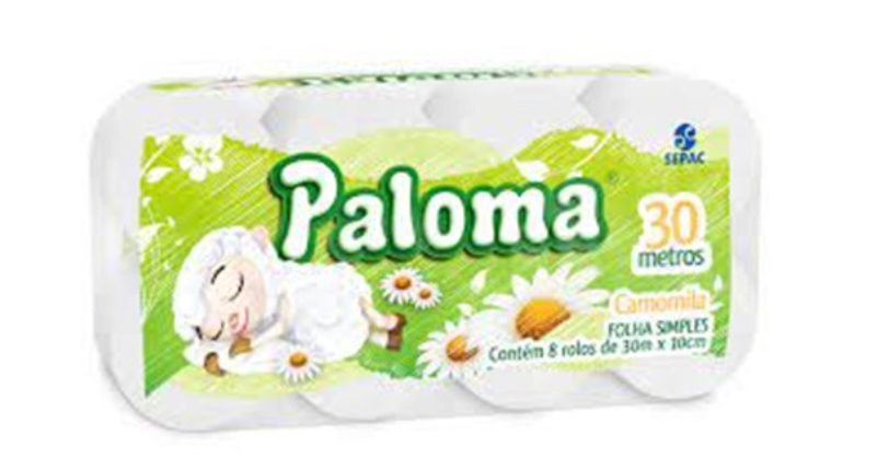 PAPEL HIGIÊNICO FOLHA SIMPLES CAMOMILA PALOMA 30M X 10CM