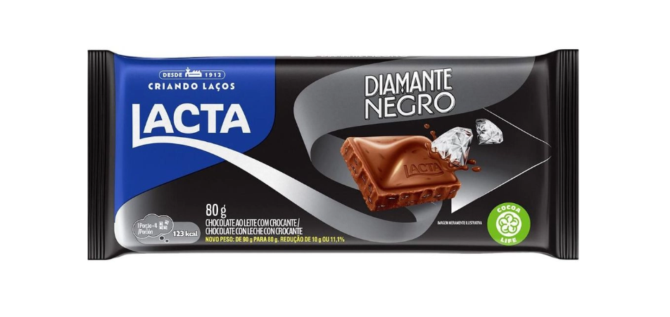 CHOCOLATE LACTA AO LEITE DIAMANTE NEGRO 80G