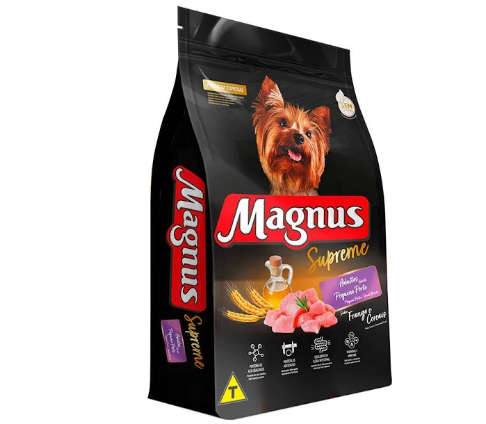 RAÇÃO MAGNUS SUPREME ADULTOS PEQ. PORTE FRANGO E CEREAIS - 1 KG ADULTO