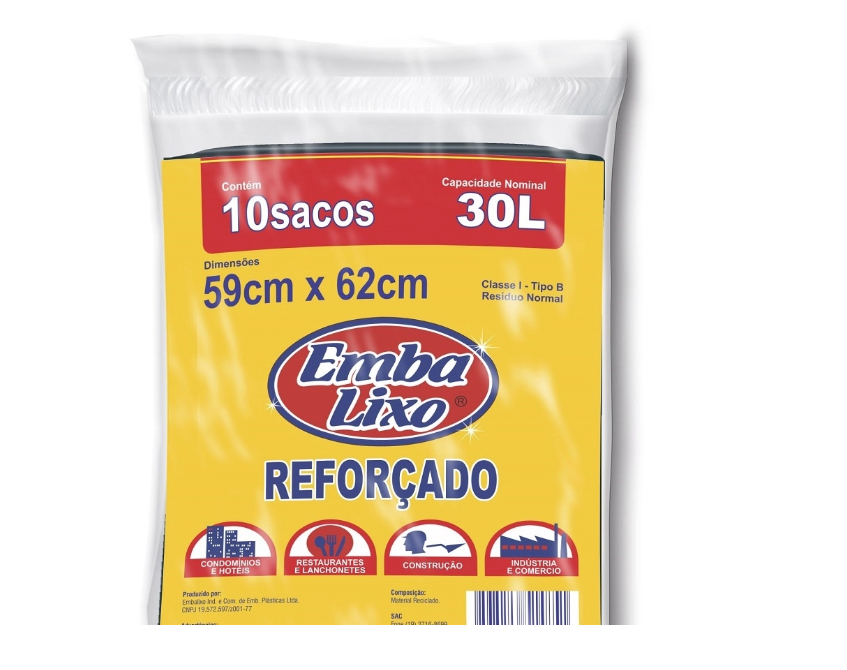 SACO DE LIXO REFORCADO 30 L PRETO 10 UN