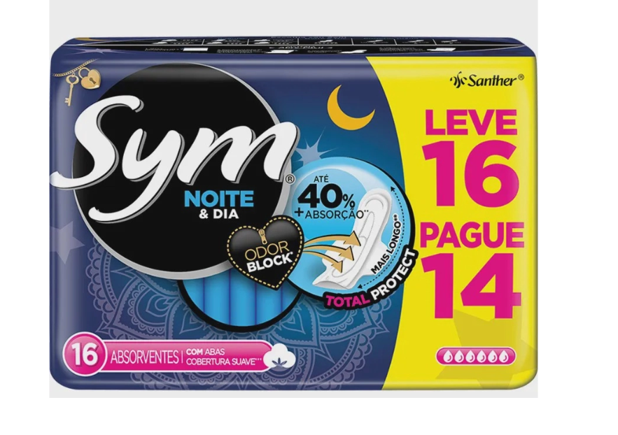 ABSORVENTE SYM NOTURNO COM ABAS SUAVE 16UN