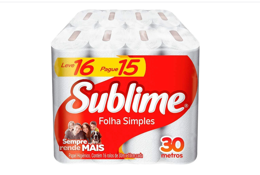 PAPEL HIGIENICO SUBLIME 16X3OM NEUTRO LEVE 15 PAGUE 16