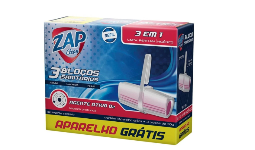 DESODORIZADOR SANITÁRIO ZAP CLEAR 3 EM 1 REFIL 90G GRÁTIS