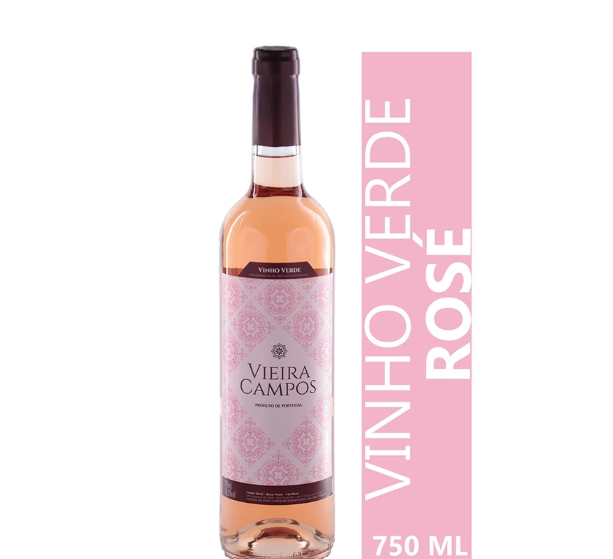 VINHO VERDE PORTUGUÊS VIEIRA CAMPOS ROSÉ MEIO SECO 750 ML