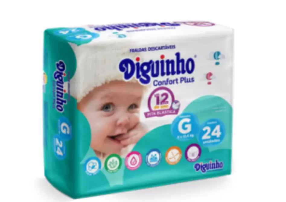 FRALDAS DIGUINHO CONFORT PLUS G COM 24 UNIDADES