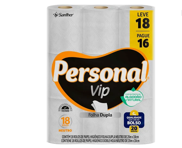 PERSONAL VIP PAPEL HIGIÊNICO FOLHA DUPLA NEUTRO