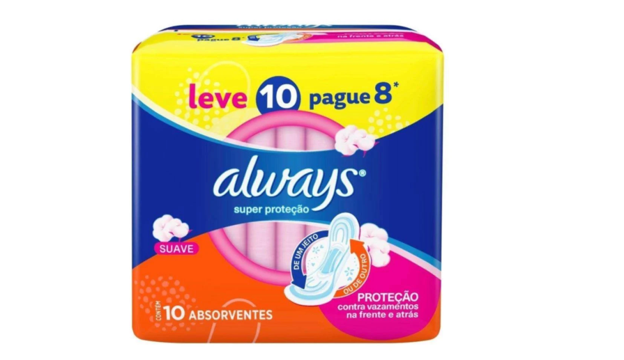 ALWAYS ABSORVENTE SUPER PROTEÇÃO COM ABAS SUAVE 10 UNIDADES