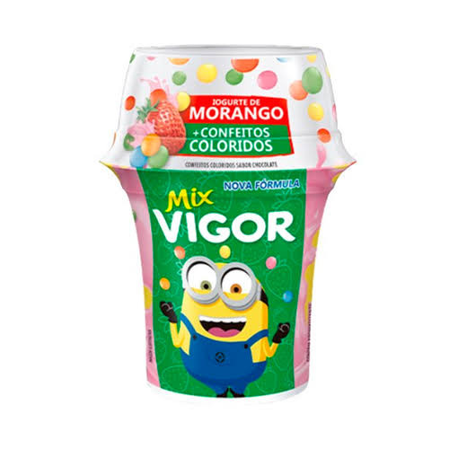 VIGOR IOGURTE MIX MORANGO COM CONFEITOS COLORIDOS 140G