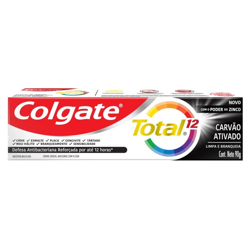 CREME DENTAL COLGATE TOTAL 12 CARVAO ATIVADO 90 G