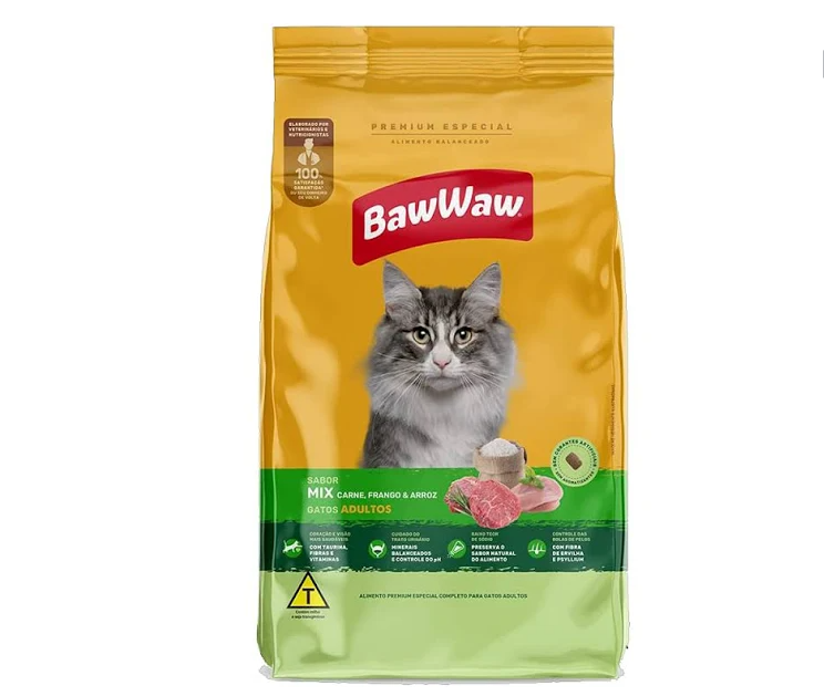 ALIMENTO PARA GATOS ADULTOS BAW WAW MIX DE CARNES 900G