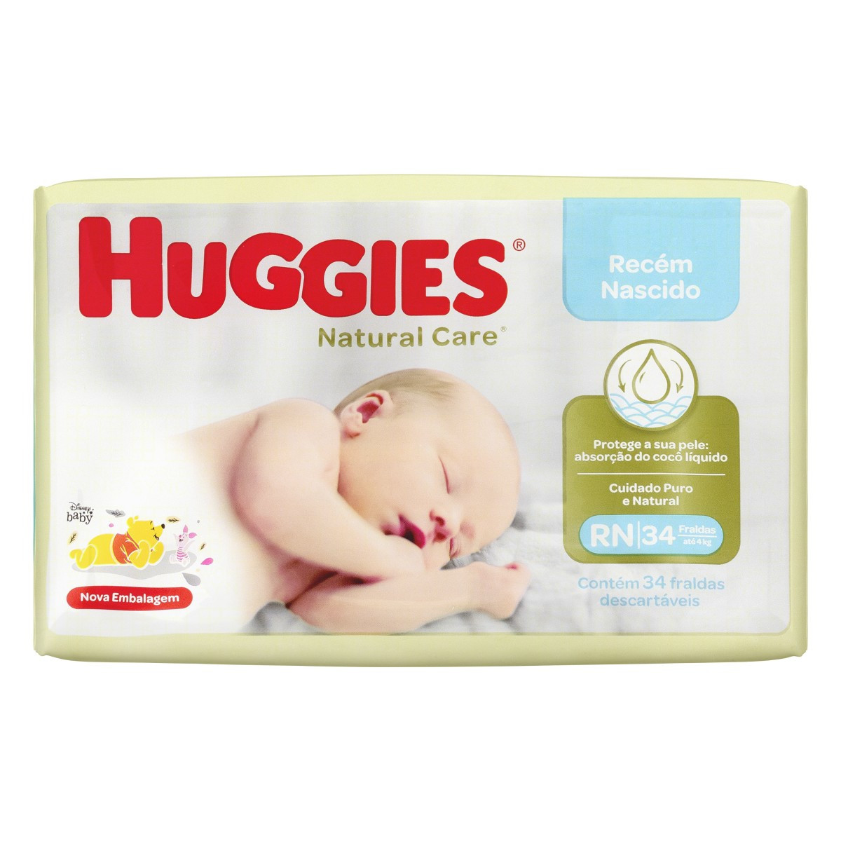 FRALDA DESCARTÁVEL HUGGIES NATURAL CARE RN COM 34