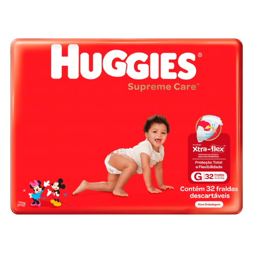 FRALDA DESCARTÁVEL HUGGIES SUPREME CARE G COM 32