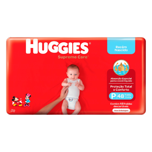 FRALDA DESCARTÁVEL HUGGIES SUPREME CARE P COM 48