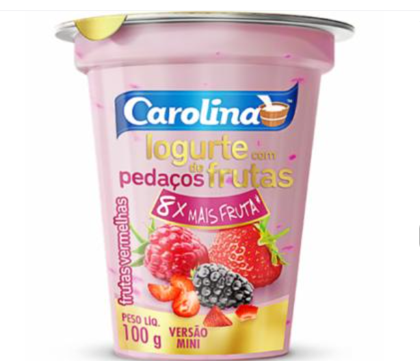 IOGURTE CAROLINA PEDACOS 100G FRUTAS VERMELHAS