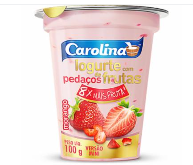 IOGURTE CAROLINA PEDACOS 100G MORANGO
