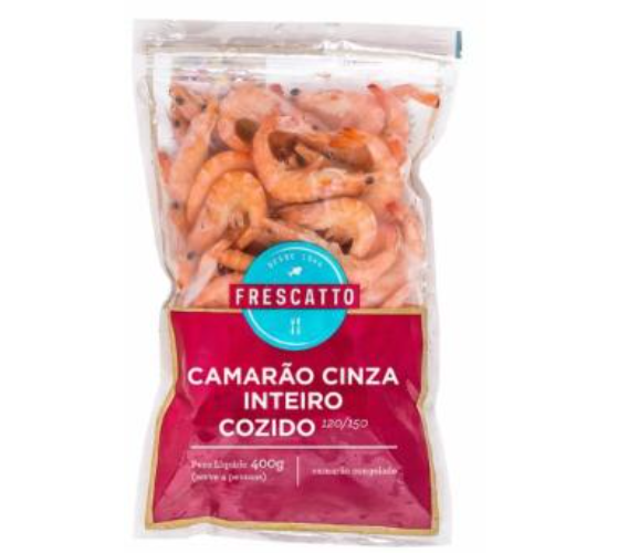 CAMARÃO CINZA INTEIRO PRÉ COZIDO FRESCATTO 400G