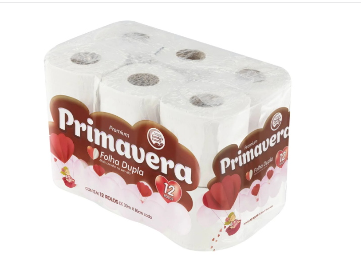 PRIMAVERA PAPEL HIGIÊNICO FOLHA DUPLA DUPLA · 12 ROLOS