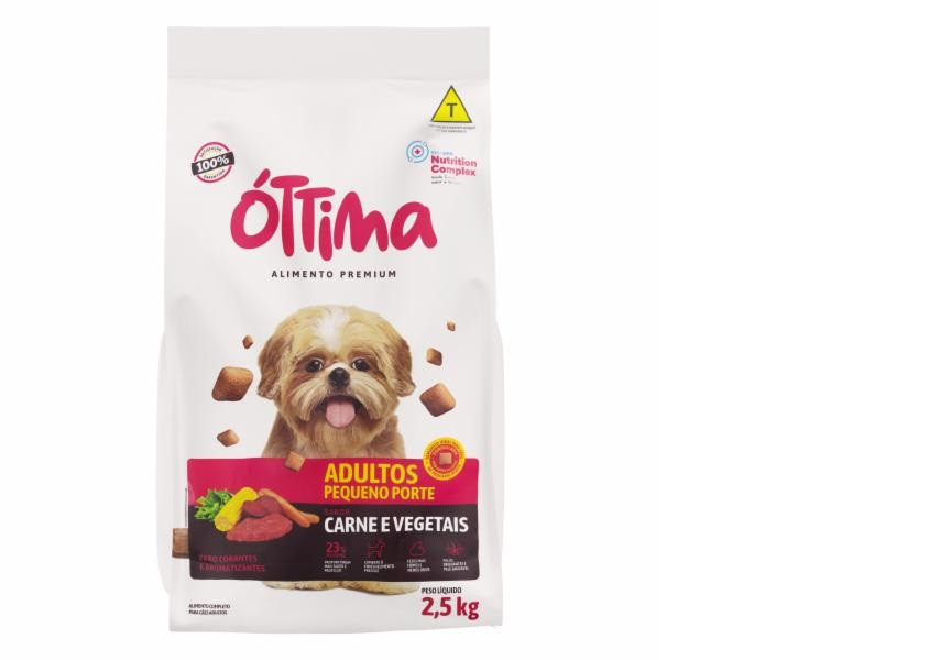 RAÇÃO OTTIMA CÃES ADULTOS PEQUENO PORTE CARNE VEGETAL 2,5 KG