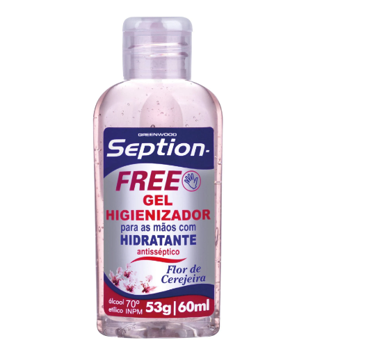SEPTION FREE GEL HIGIENIZADOR 60ML - FLOR DE CEREJEIRA