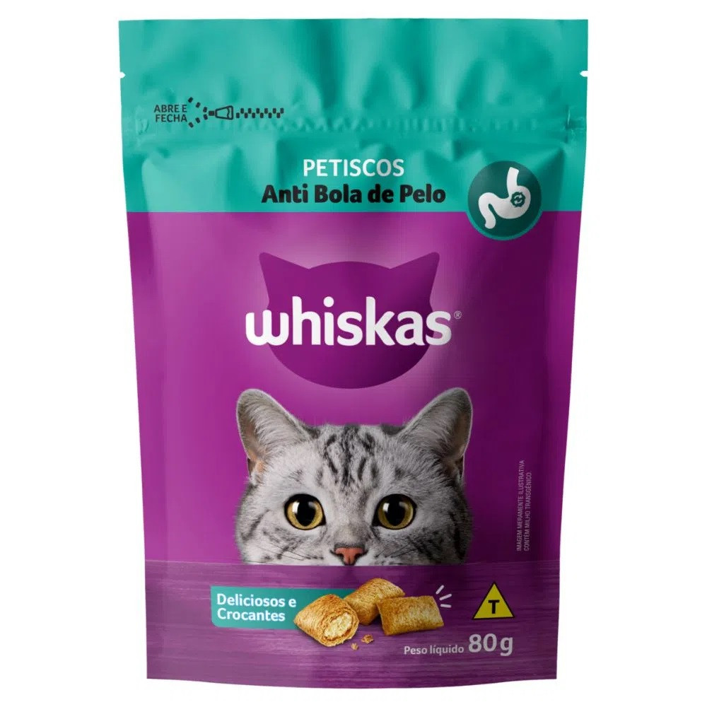 PETISCOS WHISKAS ANTI BOLA DE PELO 80 G